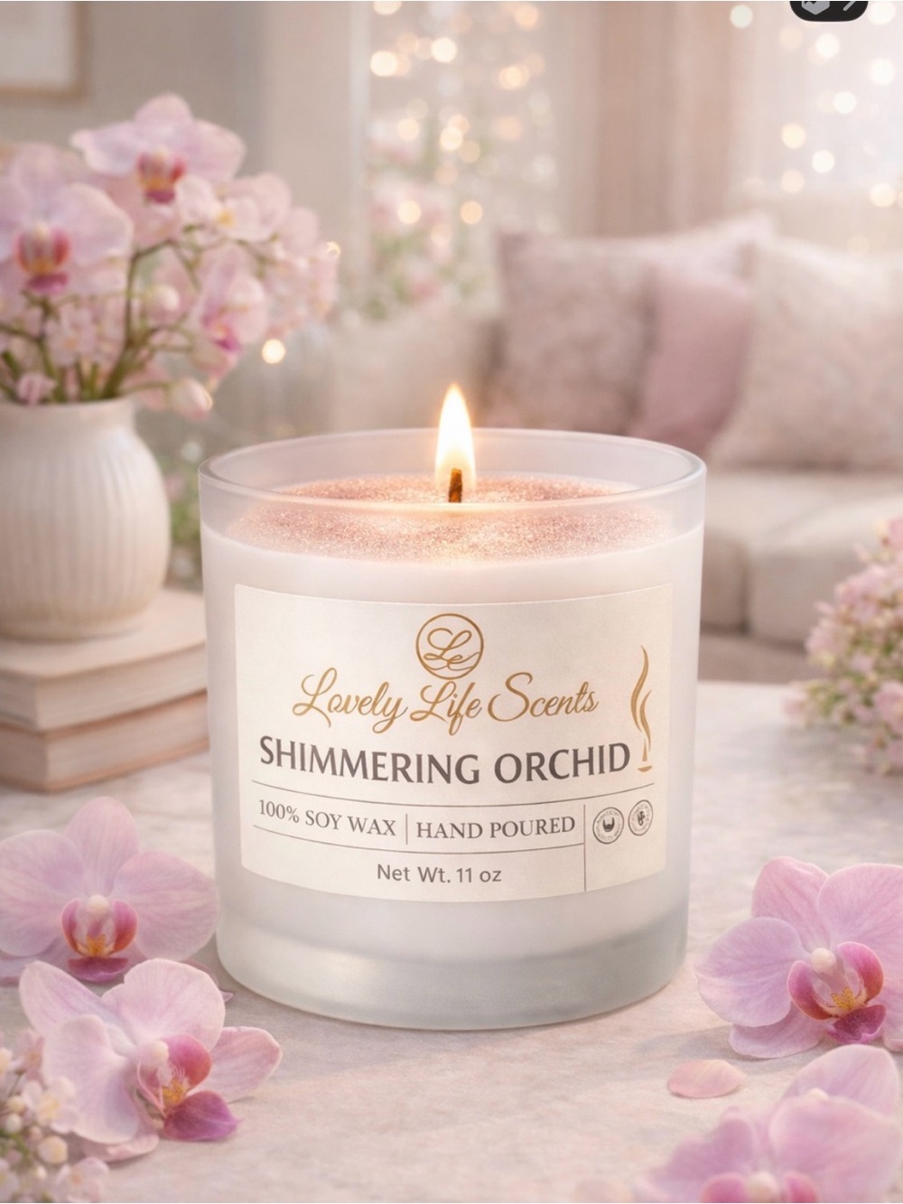 Shimmering Orchid 11oz Premium Soy Candle - Lovely Life Scents - Picture 2 of 3